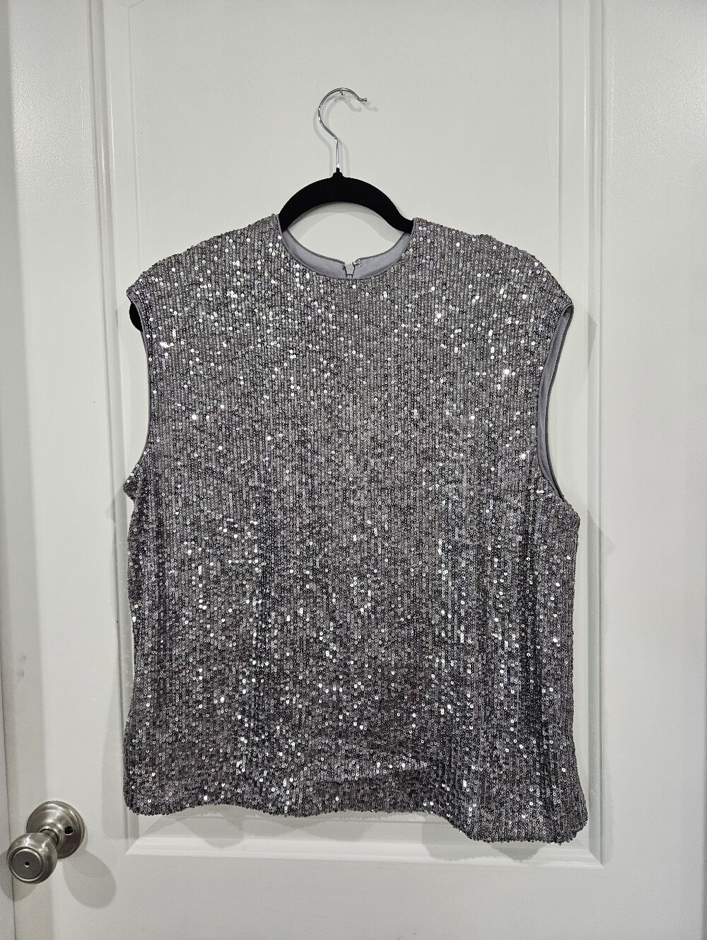 Calvin Klein Silver Sequin Sleeveless Tank Top